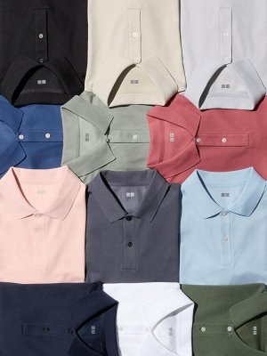 UNIQLO AIRism - хлопковая рубашка-поло Kanoko - 58 DARKGREEN