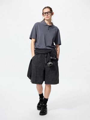 UNIQLO AIRism - хлопковая рубашка-поло Kanoko - 58 DARKGREEN