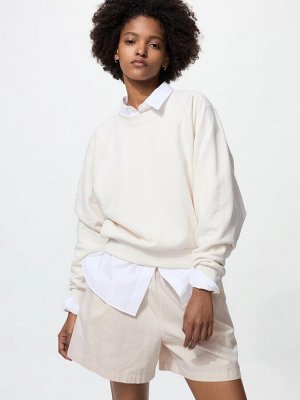 UNIQLO - укороченный свитшот с объемными рукавами - 01 OFFWHITE