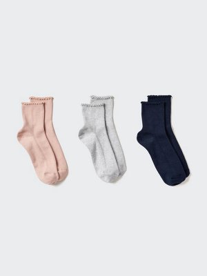 UNIQLO - женские носки с оборками (3 пары) - 11 PINK
