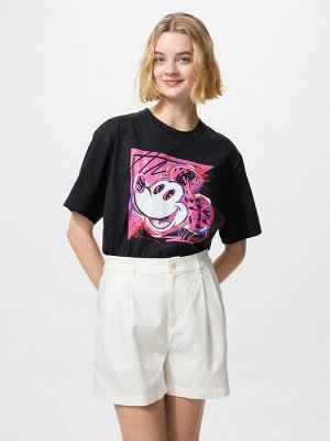 UNIQLO UT - хлопковая футболка с Микки Маусом - 09 BLACK