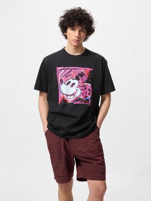 UNIQLO UT - хлопковая футболка с Микки Маусом - 09 BLACK