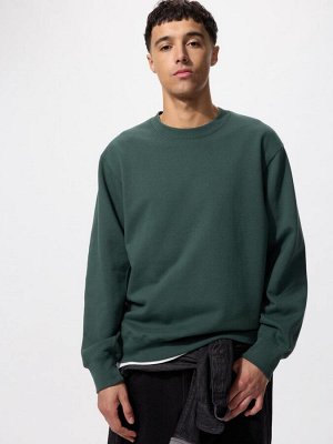 UNIQLO - хлопковый свитшот унисекс с круглым вырезом - 55 GREEN