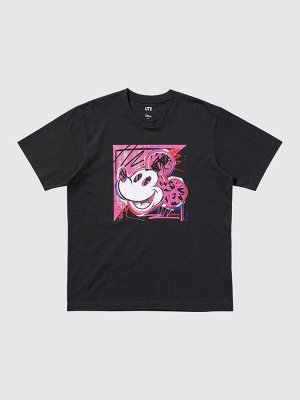UNIQLO UT - хлопковая футболка с Микки Маусом - 09 BLACK