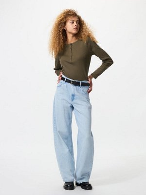 UNIQLO - хлопковая кофта Henley - 01 OFFWHITE