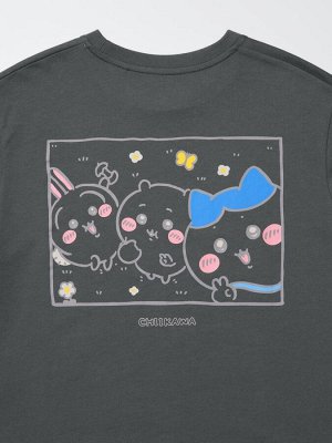 UNIQLO UT - хлопковая футболка с персонажами Nagano & Chiikawa - 07 GRAY