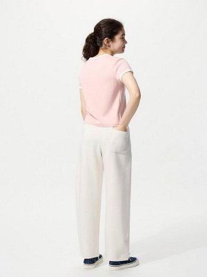 UNIQLO - детские брюки из футера с изогнутым силуэтом - 01 OFFWHITE
