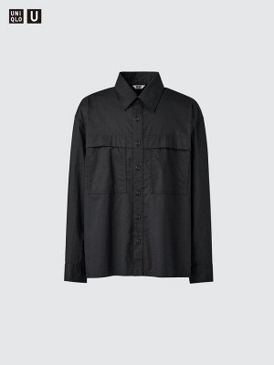 UNIQLO U - стильная и практичная оверсайз-рубашка - 09 BLACK
