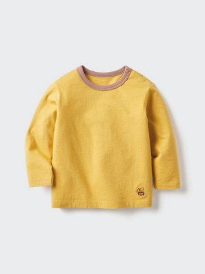 UNIQLO - хлопковый лонгслив с нашивками на локтях - 43 YELLOW