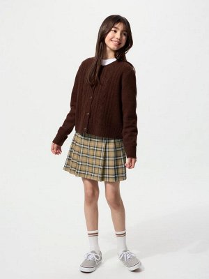 UNIQLO - детская плиссированная мини-юбка в клетку - 32 BEIGE