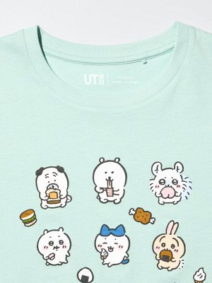 UNIQLO UT - хлопковая футболка с персонажами Nagano & Chiikawa - 50 LIGHTGREEN