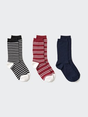 UNIQLO - набор из 3 пар носков: 2 в полоску и 1 однотонные - 09 BLACK