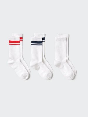 UNIQLO - набор из 3 пар рифлёных носков - 01 OFFWHITE