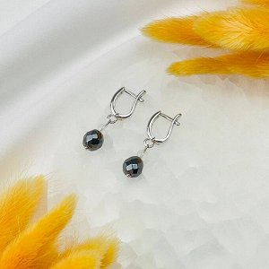 Серьги двойные из Гематита и Горного Хрусталя