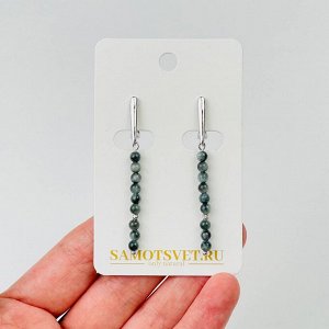 Серьги длинные из Соколиного глаза