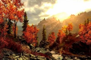 "Осенний лес в лучах солнца"