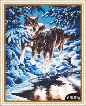 "Волчья пара в снежном лесу"