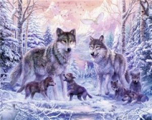 "Волчата в зимнем лесу"