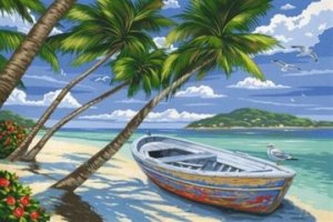 "Роскошный пляж с пальмами"