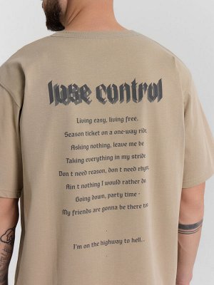 Футболка мужская бежевая с принтом "lose control"