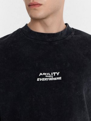 Футболка мужская черная с принтом и надписью "ability exists everywhere"