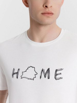 Футболка мужская белая с принтом "Home"