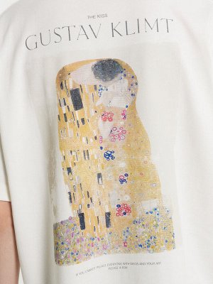 Футболка мужская кремовая с принтом и надписью "Art u wear "