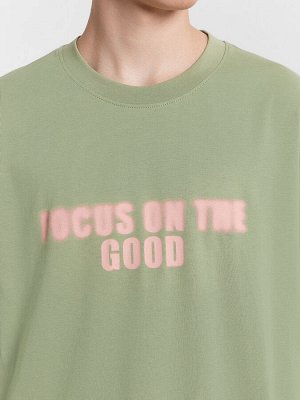 Футболка мужская хаки "focus on the good"