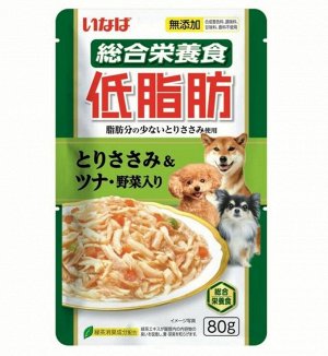 INABA Teishibo пауч 80г для собак Куриное филе Тунец Кацуо с овощами в желе