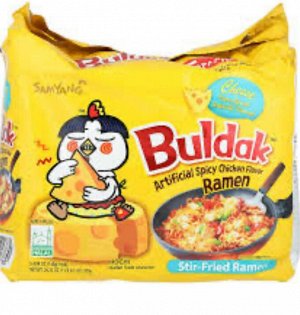 Лапша быстрого приготовления Samyang Buldak Hot Chicken со вкусом сыра, 5 шт по 140 г, Корея
