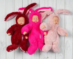 Мягкая игрушка кукла в костюме зайца с вышивкой 42см