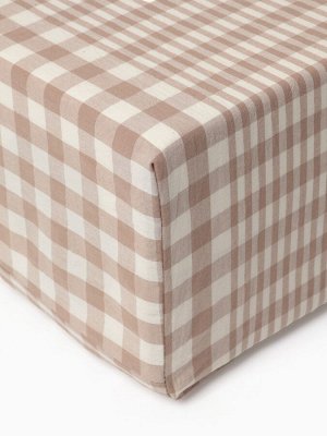 Простыня Этель Beige cage 200x200+30 100% жатый хлопок 140 г/м2