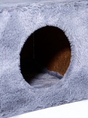 Комплекс для кошек с когтеточкой, 3х-уровневый, 32 х 32 х 90 см, серый