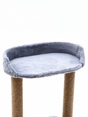 Домик для кошек с когтеточкой, овальной полкой, джут, 51 х 31 х 87 см, серый