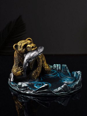 Подставка для мелочей «Медведь с лососем», 9.5x15.5x17 см