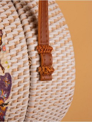 Сумка женская через плечо плетёная «Бабочки», 15x6x60 см, ротанг