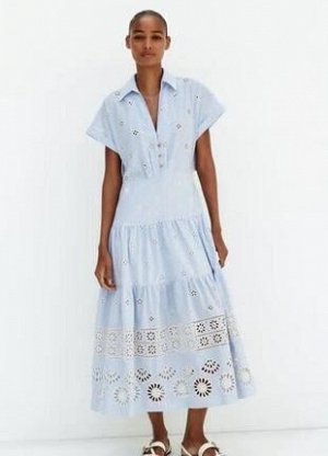 Шикарное платье ZARA из хлопкового шитья ❤ ‍ ‍ ‍