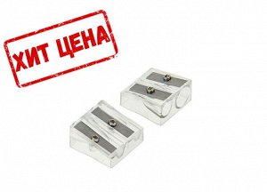 Точилка двойная, пластик/металл, корпус прозрачный