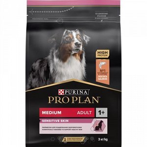 Pro Plan для собак Medium для средних пород чувстр.кожа Лосось Рис 3кг