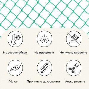 Сетка садовая, 2x5 м, ячейка прямоугольник 0,9x0,9 см, от птиц, пластиковая, цвет зеленый, Greengo, в рулоне