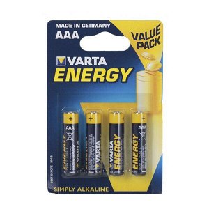 Батарейка щелочная Varta Energy, AAA (LR03), 1.5В, 4 шт, арт. 4008496626458