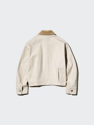 UNIQLO - укороченная куртка на молнии с акцентными деталями из вельвета - 69 NAVY