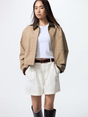 UNIQLO - укороченная куртка на молнии с акцентными деталями из вельвета - 32 BEIGE