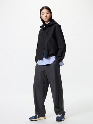 UNIQLO - джерси-брюки с изогнутым кроем и увеличенной длиной - 08 DARKGRAY