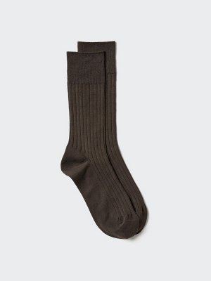 UNIQLO - однотонные носки из хлопка SUPIMA в рубчик - 39 DARKBROWN
