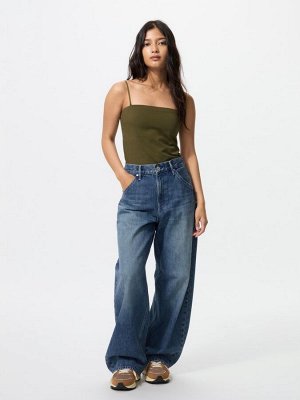 UNIQLO - джинсы с мягким изгибом и объёмным силуэтом из денима - 67 BLUE