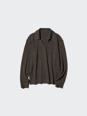UNIQLO - поло-кофта из вязаного трикотажа - 35 BROWN