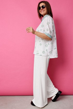 Блуза BegiModa 4132 шалфей на белом
