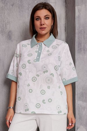 Блуза BegiModa 4132 шалфей на белом