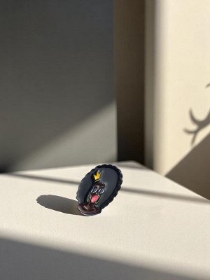 Значок «Девушка» уличный стиль, цвет коричнево-чёрный в чёрном металле